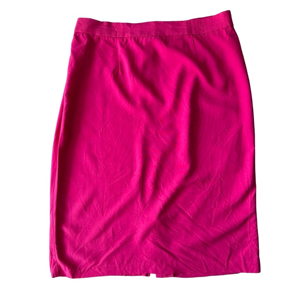 Source Unknown Vintage Vibrant Pink Pencil Skirt Size 14 Retro Work Cocktail - Picture 1 of 7